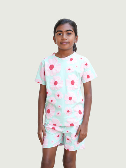 Blue pink Flower Co-ords set